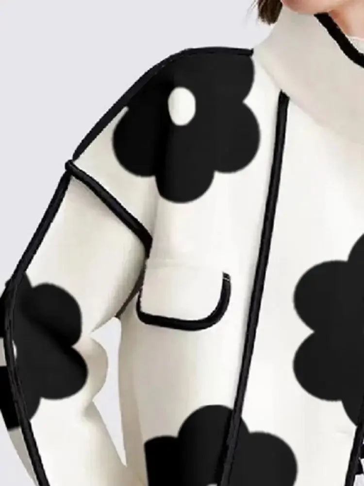 Floral Print Stand Collar